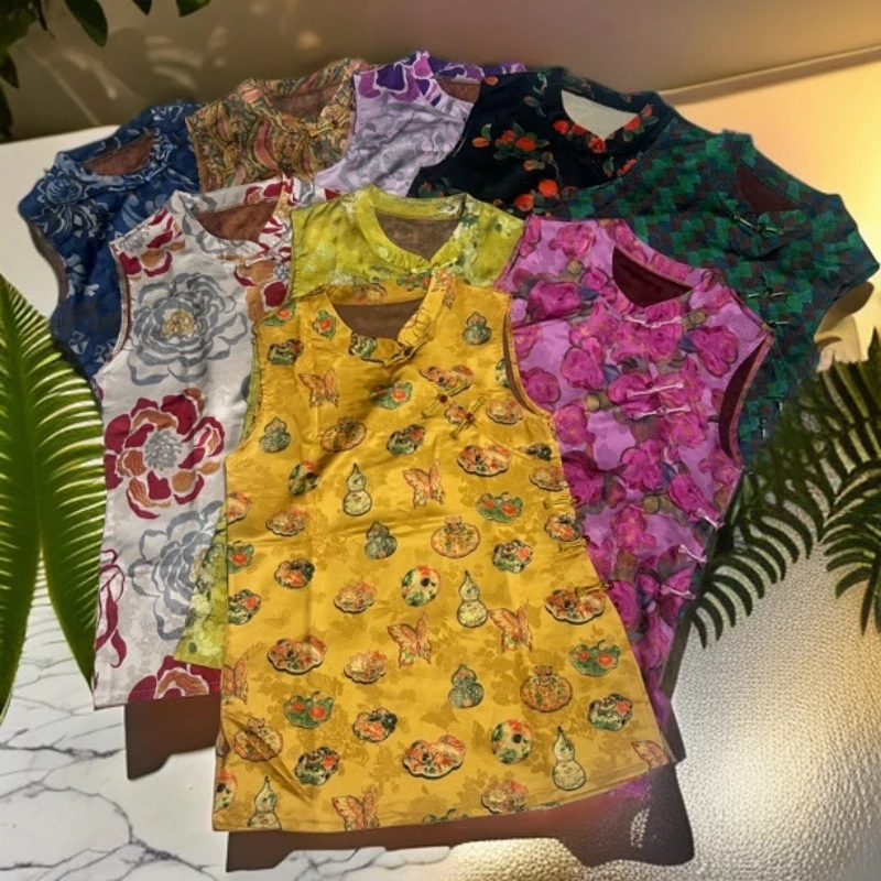 新中式国风无袖上衣女平安玉锁款式女装上衣白色马甲上衣裙