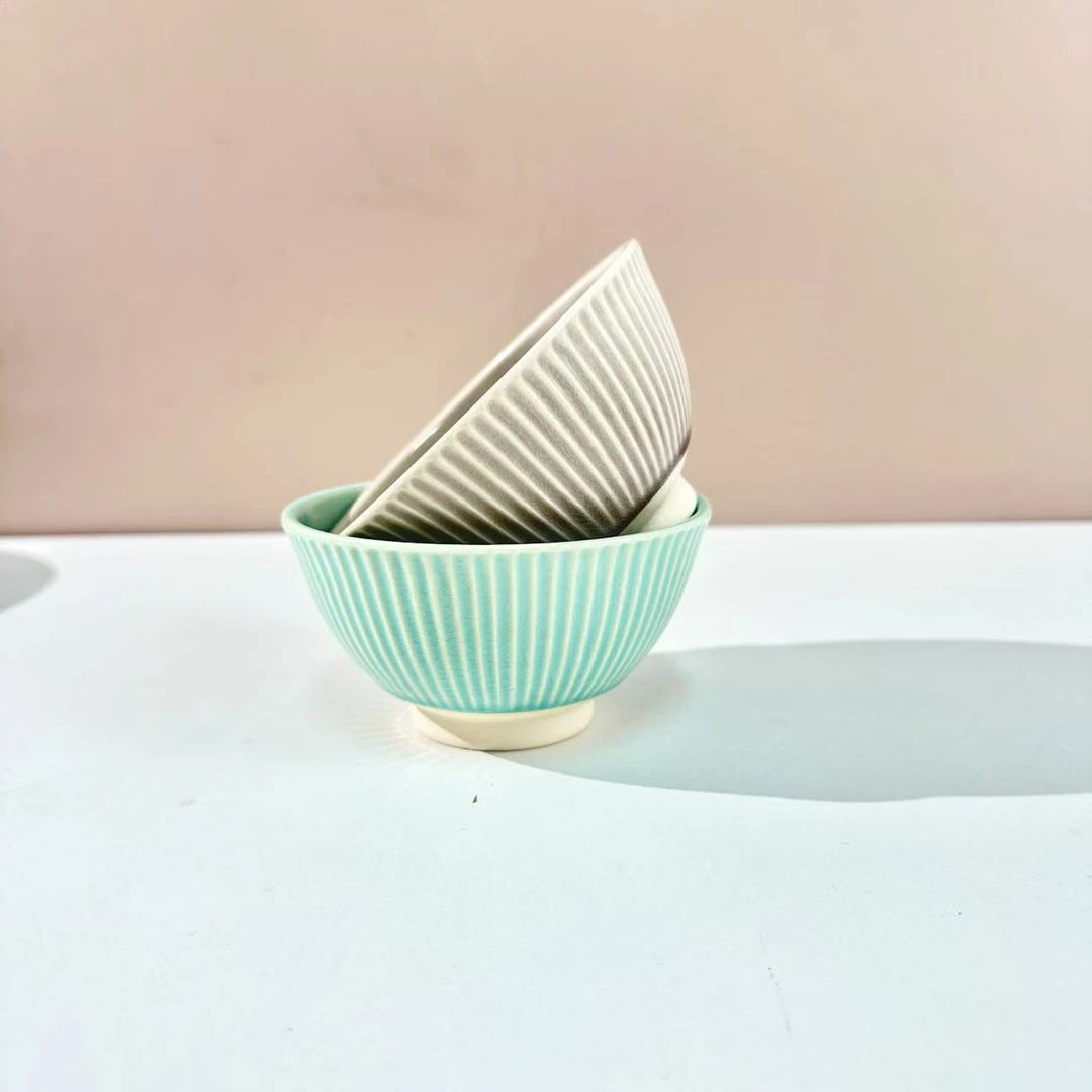 【美浓烧 菊花米饭碗11.3*6.3cm两只装】日本进口手作米饭碗家