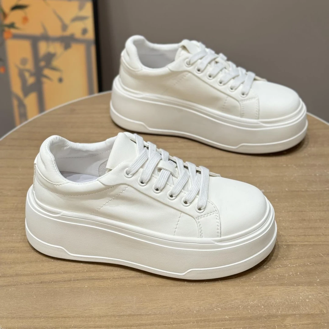 欧货真皮不累脚厚底小白鞋女2025年新款夏季女秋女款厚底真皮德训