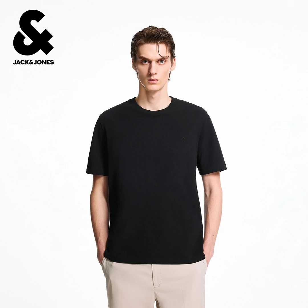 杰克琼斯男装秋季胸前logo刺绣舒适百搭潮流时尚休闲短袖上衣T恤