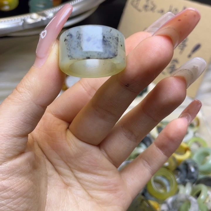 蛇纹石玉合金戒指49-19.5