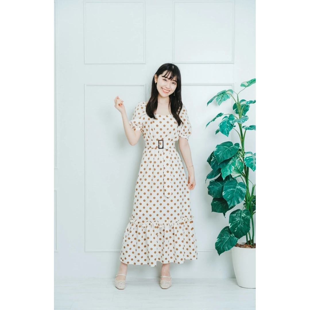 【DD外贸】V 夏季新款 甜美温柔风简约气质飘逸时尚波点碎花连衣裙