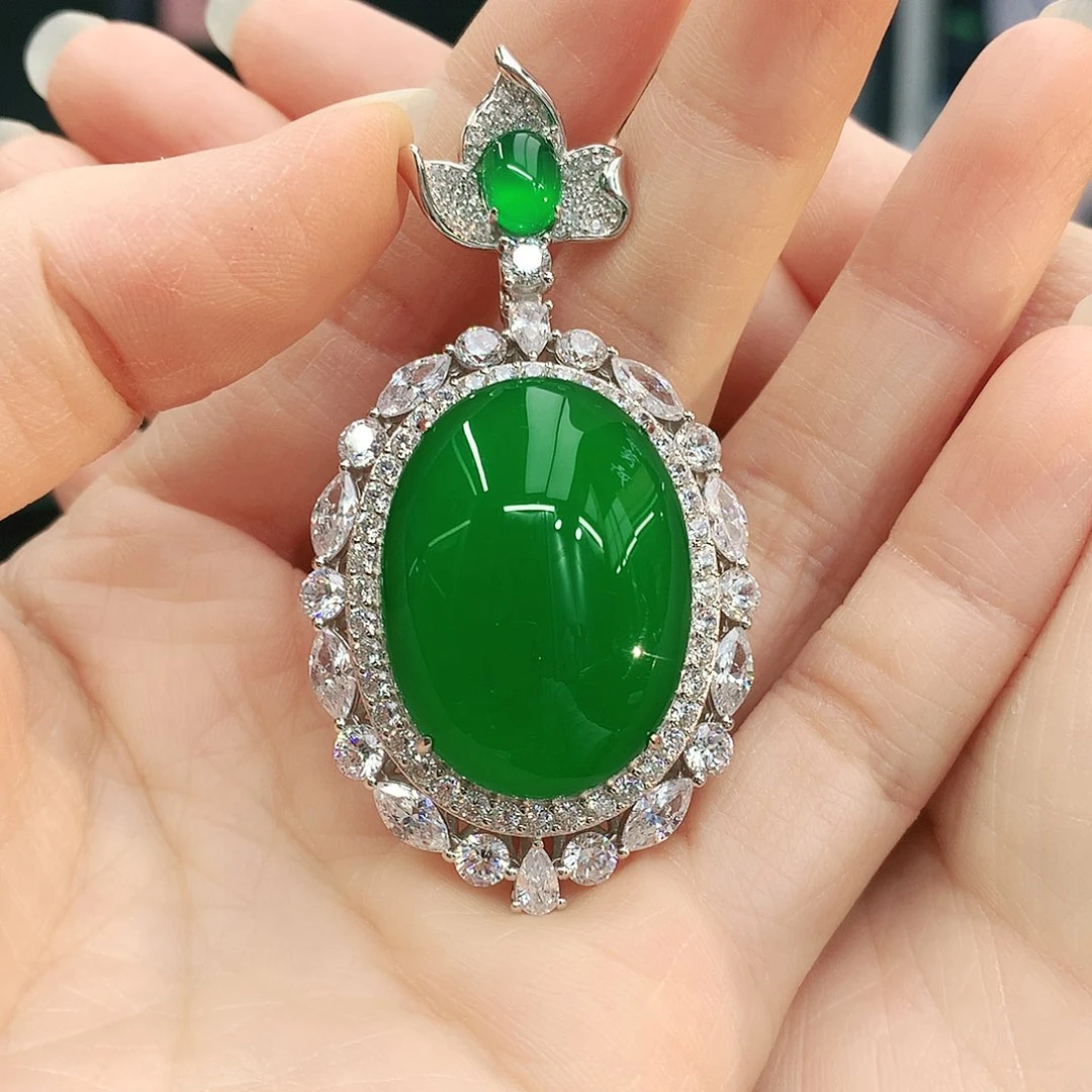 银S925镶嵌吊坠玛瑙/玉髓