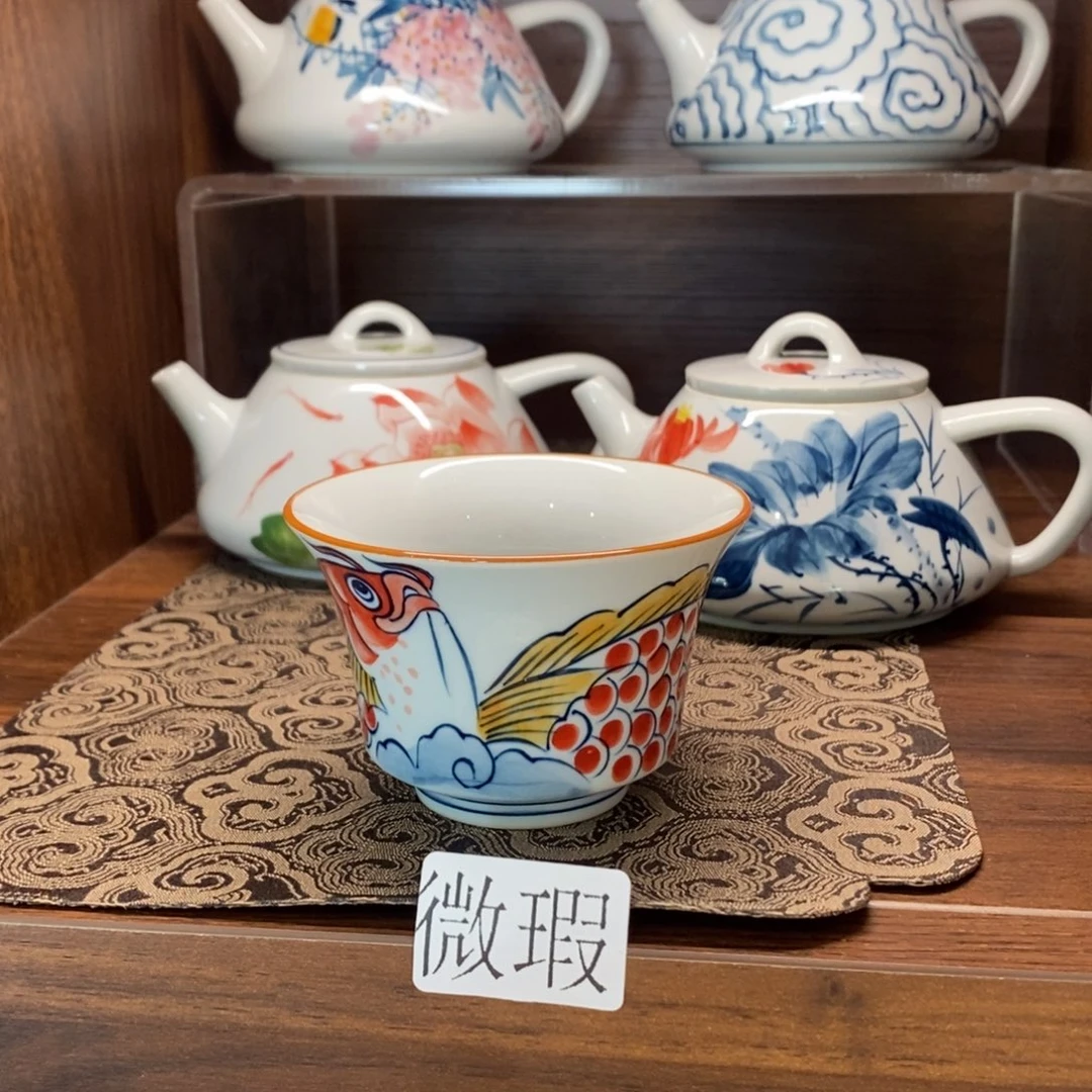 釉下手绘茶具微瑕