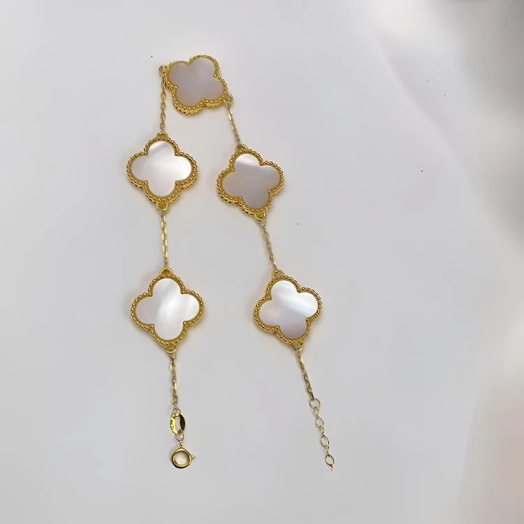 深海幸运四叶草红绳18k金15mm仙女优雅气质潮流女生五帝钱手绳