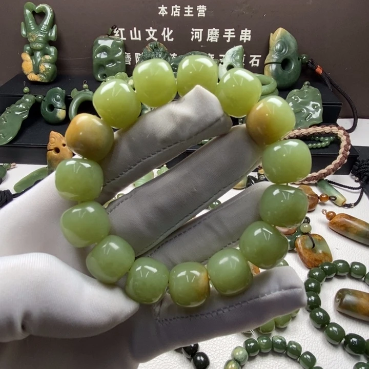 手链未镶嵌岫岩河磨玉（透闪石质玉）