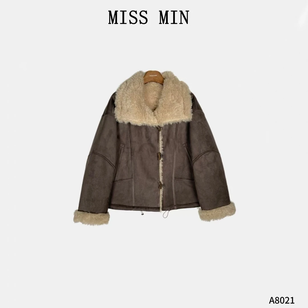 MISS MIN【塞纳河畔】翻领皮毛一体千金清冷贵系高级显瘦外套A8021