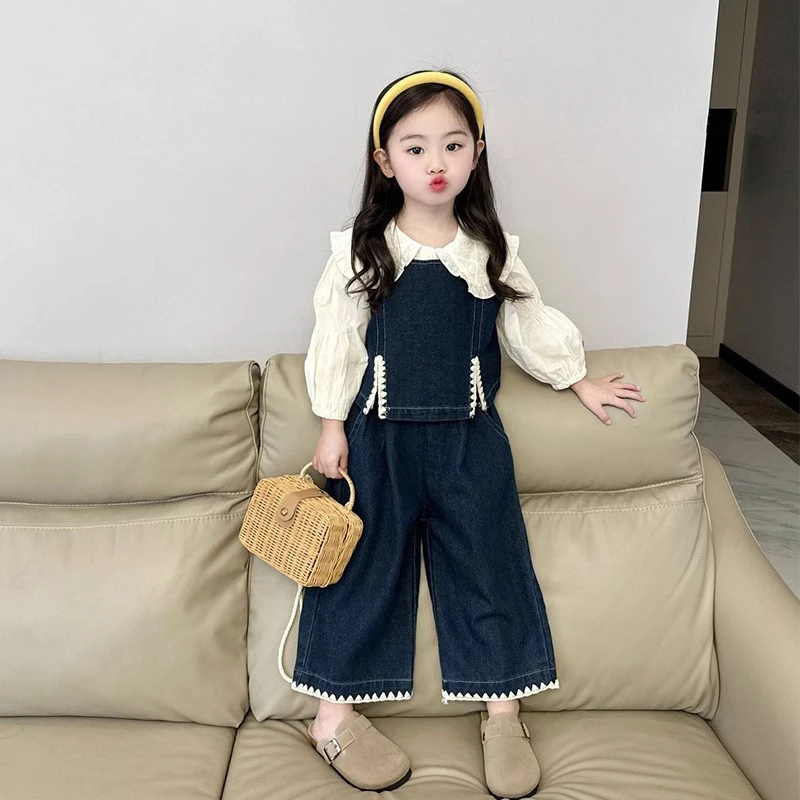 英国MK&DK  女童秋装套装宝宝洋气时髦衬衫牛仔儿童裤子炸街潮服