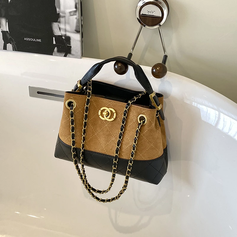 【自由旅人】复古小香风麂皮小托特包女2025秋新款腋下包百搭手提包