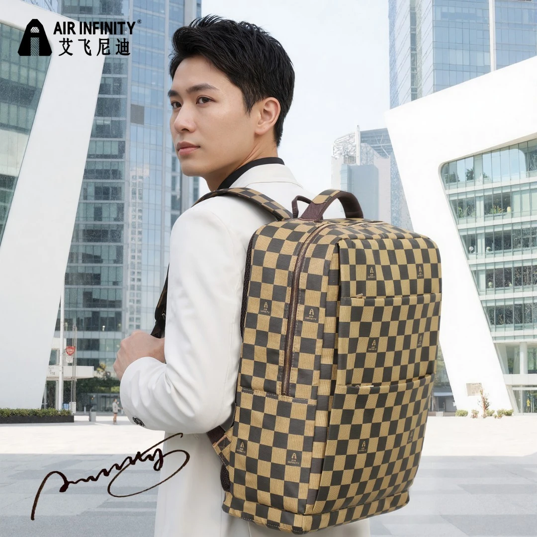 艾飞尼迪背包反光男双肩包轻便商务大容量短途出差旅行电脑包男包