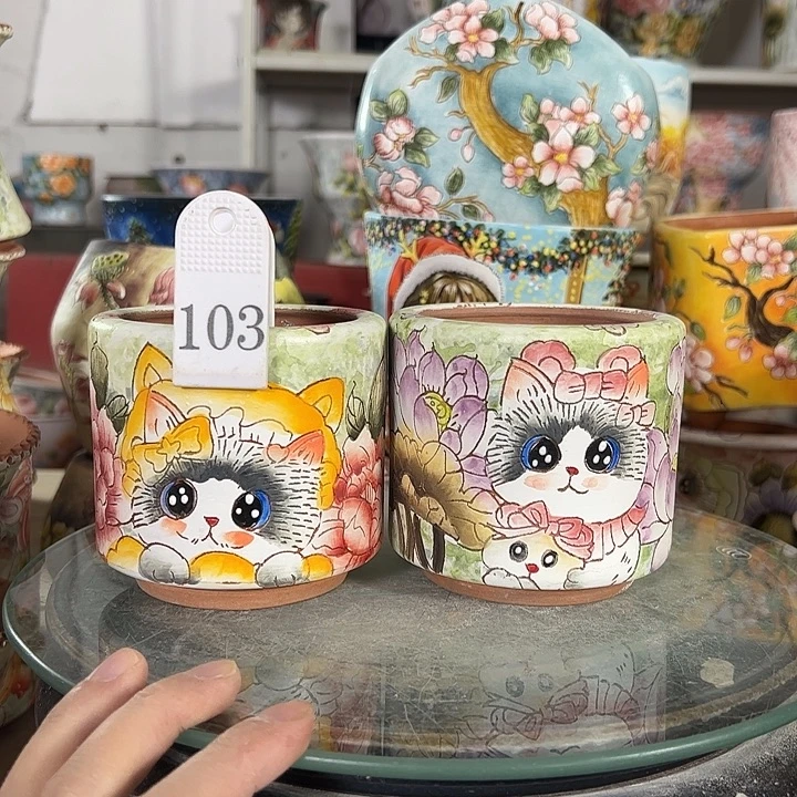 满38包邮 景德镇手绘花盆性价比超高