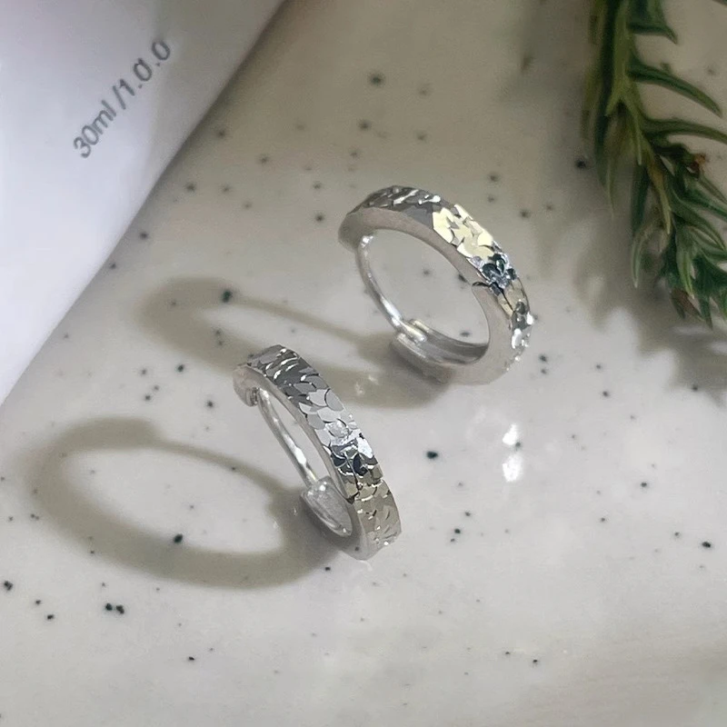 足银耳饰 S999纯银韩版小众碎冰冰耳扣女时尚简约不规则耳环耳饰