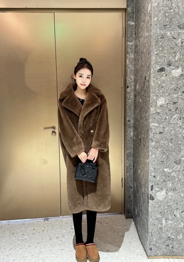 Lin Lin]“新年战袍”重磅水貂绒环保泰迪款气质长外套～