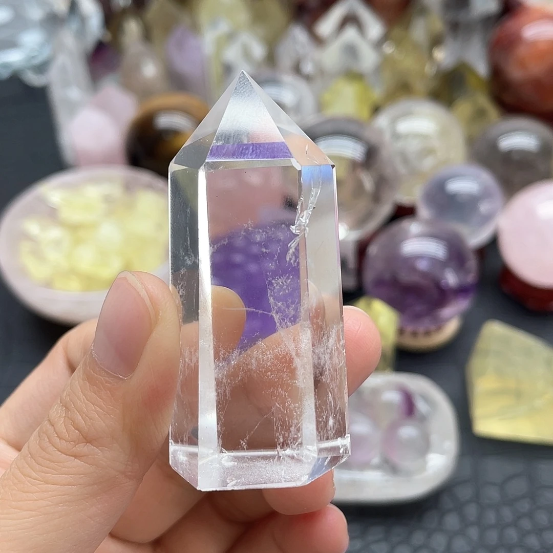 未镶嵌水晶珠宝半成品59白水晶柱无裂