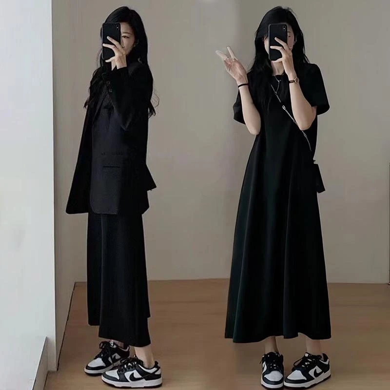 大码女装赫本风法式夏装连衣裙茶歇高级感韩版宽松显瘦夏季长裙