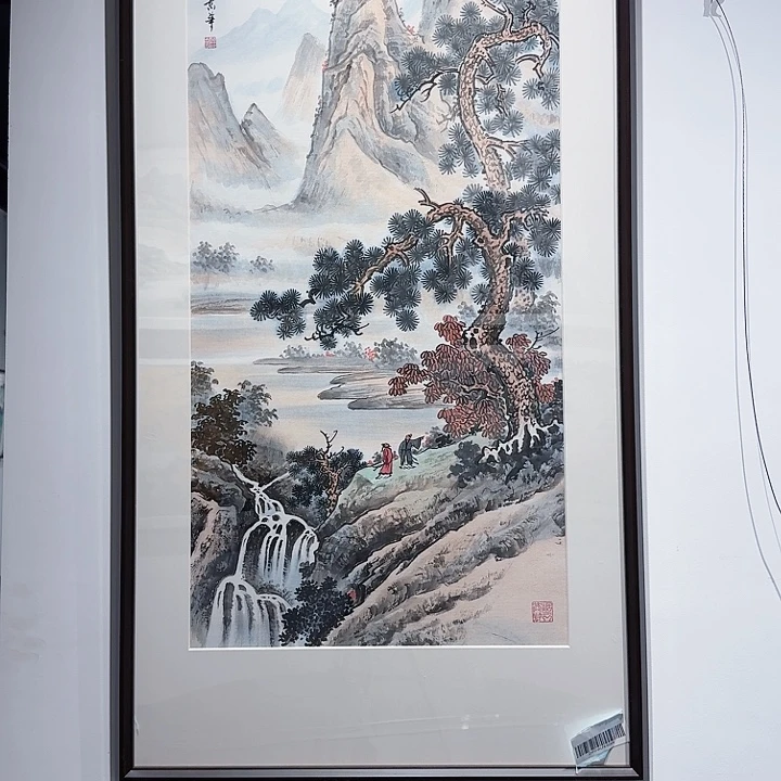 国画秋山问道山水绘画作品4平尺无框