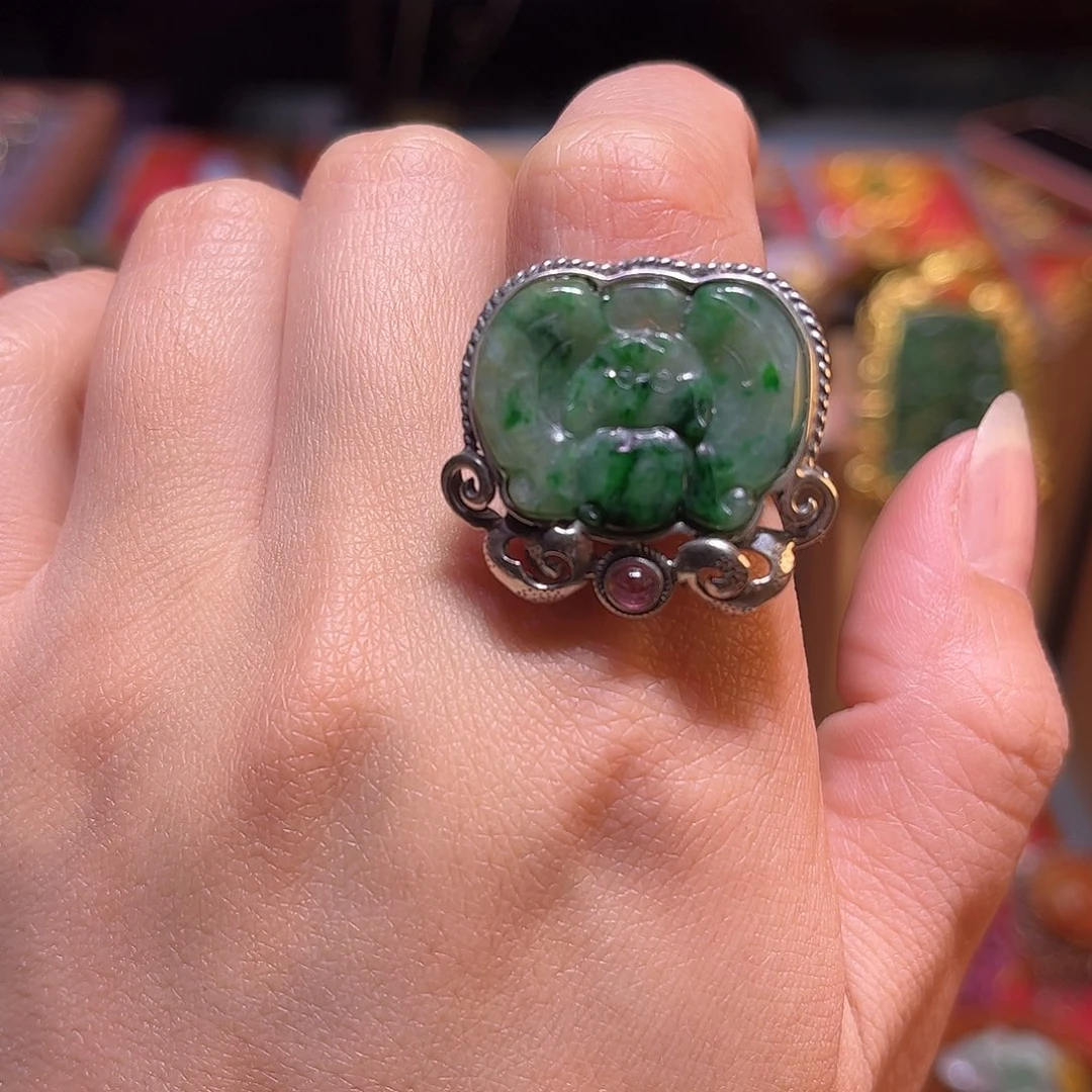 翡翠银S925镶嵌戒指