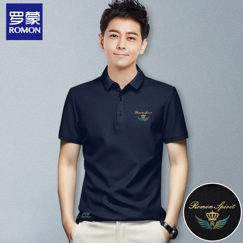 Romon/罗蒙春夏百搭商务男士翻领透气短袖polo打底衫DX5171