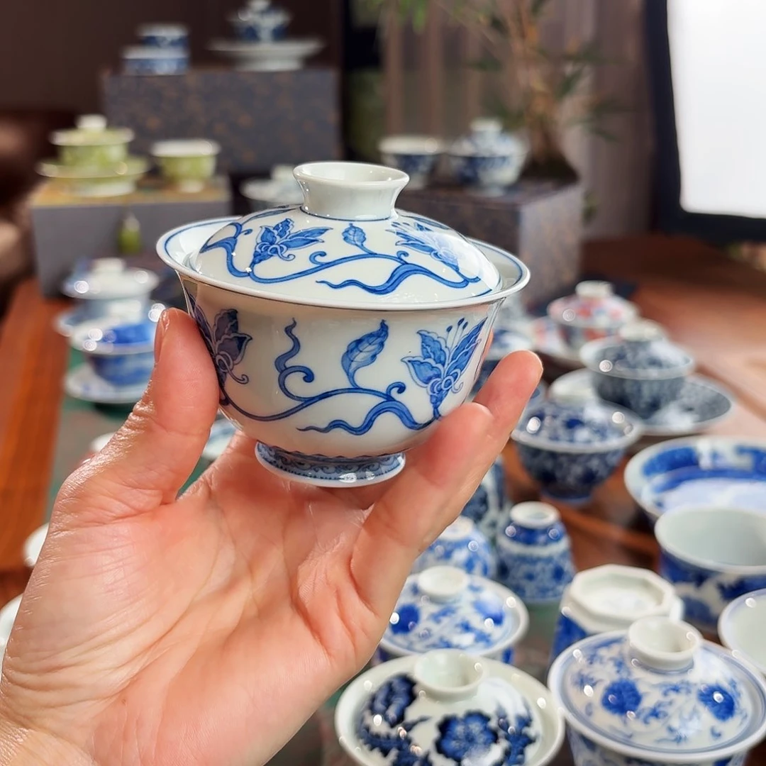 玩**志宣草纹盖碗盖碗