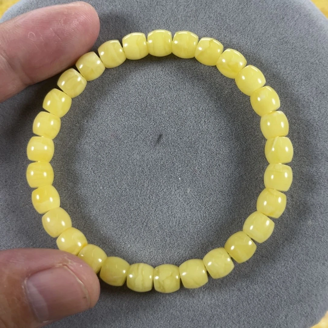 蜜蜡手串未镶嵌纯天然俄料奶白