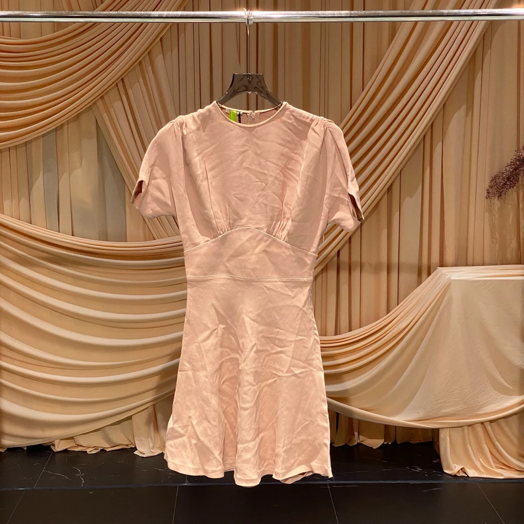 95新 MIU MIU/缪缪 MiuMiu 缪缪肉粉色连衣裙/36码/JM37955