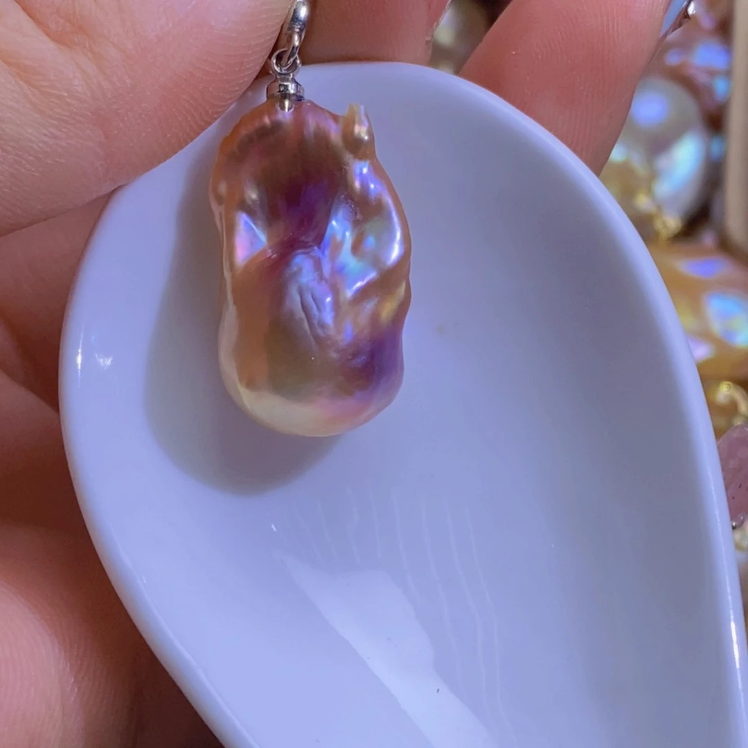 银S925镶嵌淡水珍珠微瑕