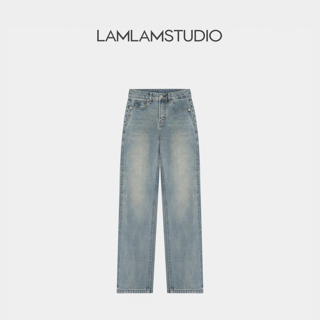 “怀旧街头”牛仔裤直筒时尚休闲弹力九分 张一琳 L252175N
