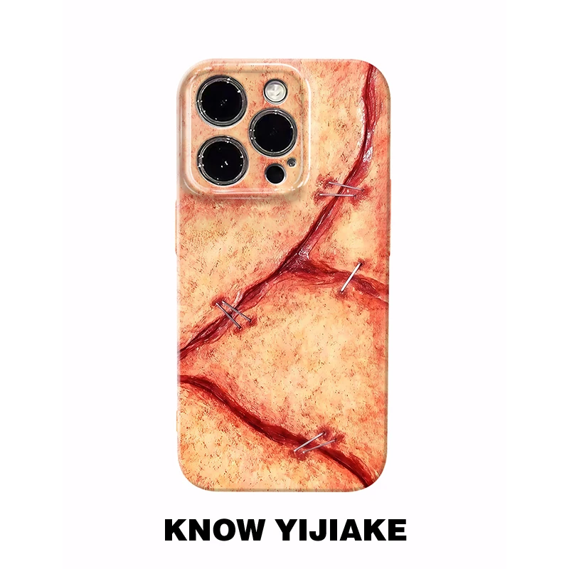 小众伤口缝合适用苹果16手机壳iphone15promax创意14个性独特艺术