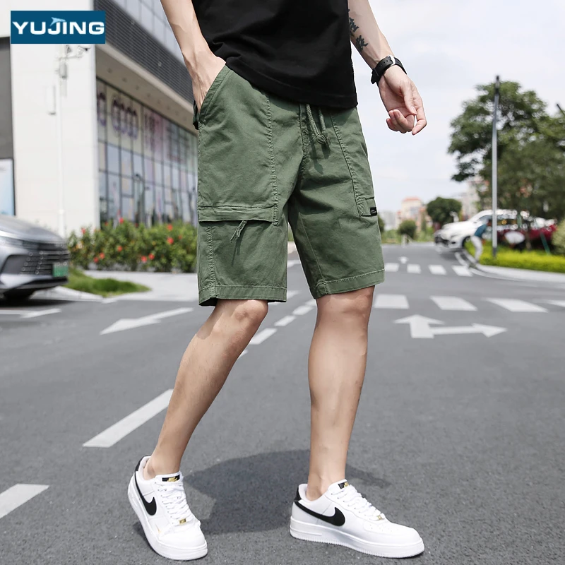 夏季运动工装短裤男中裤潮牌户外休闲日系裤子男装松紧腰五分裤子