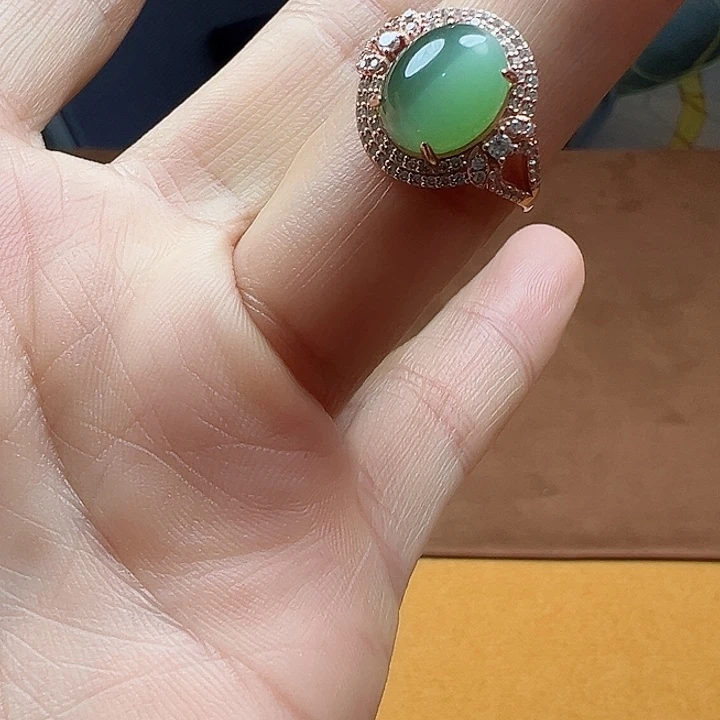 和田玉（碧玉）戒指银S925镶嵌