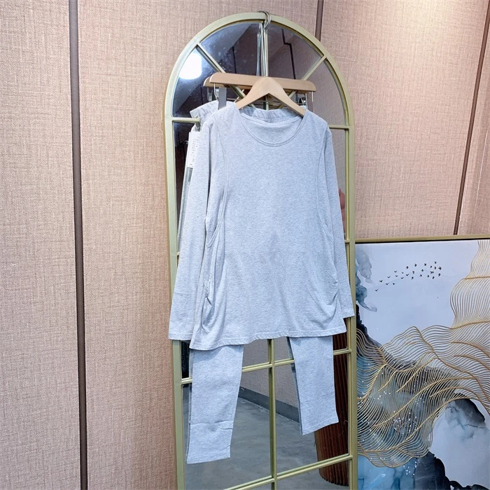 E480灰色孕妇秋衣哺乳两件套L100-130XL140