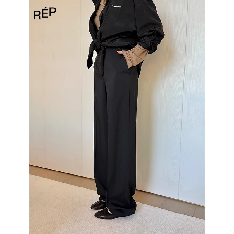 PUSHBUTTON设计师品牌黑色压褶长裤25PSzero系列TheREPUBLIQUE