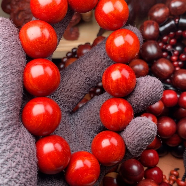 偏***涩染料紫檀（血檀）手串/手链2.0果冻泥玉化料鸡血红