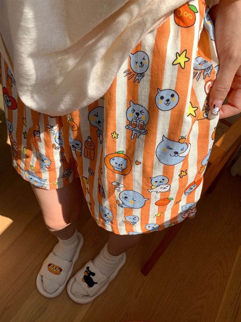 夏季新款酷儿卡通睡裤女宽松休闲短裤可外穿遛弯裤少女薄款家居裤