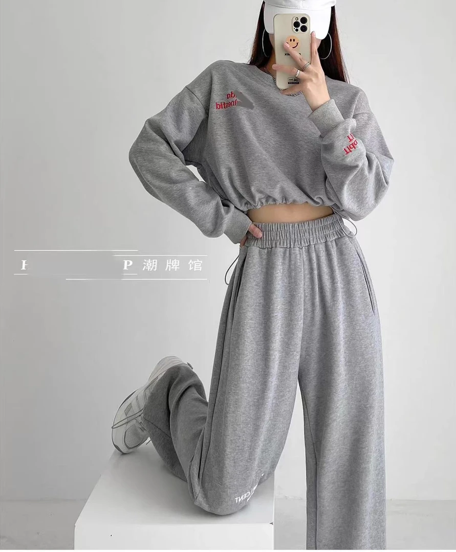 【意法-潮搭T•N】NN140-时尚女装设计感长袖T恤灰色宽松显瘦