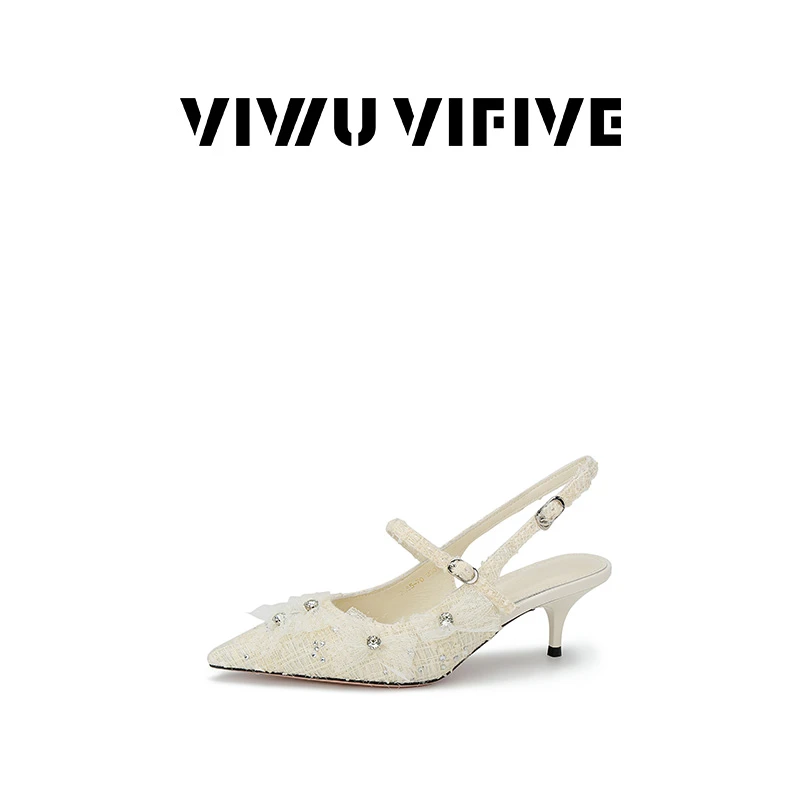 V5 VIWU.VIFIVE「浅梦」25年春夏欧若风新款百搭香风后空猫跟女鞋