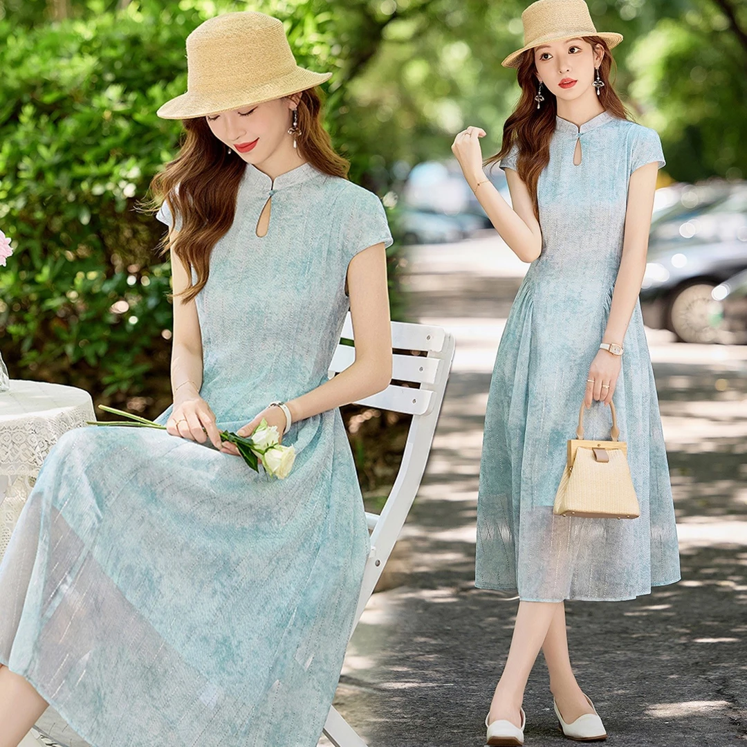改良旗袍连衣裙女夏季2025新款高端大气上档次新中式洋气国风裙子