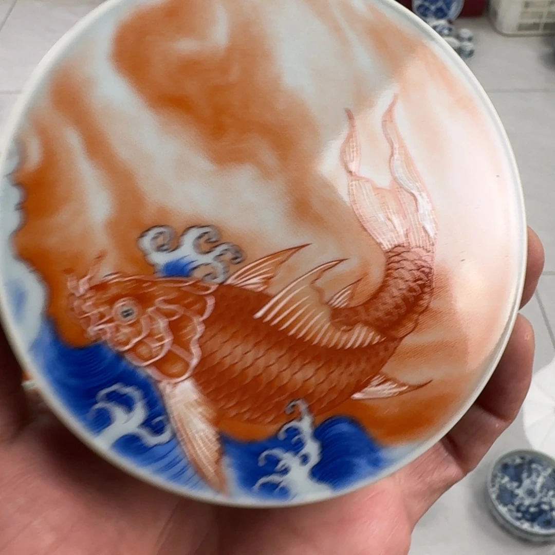 摆件梵红鱼化龙盖置