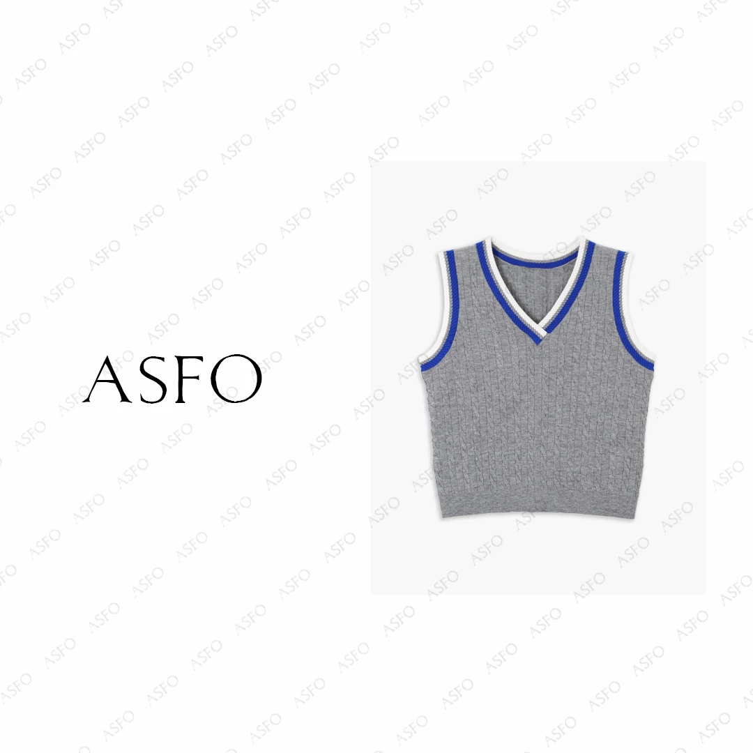 【AS开学季】25新复古英伦防缩羊毛绞花针织背心AS25QBX03788