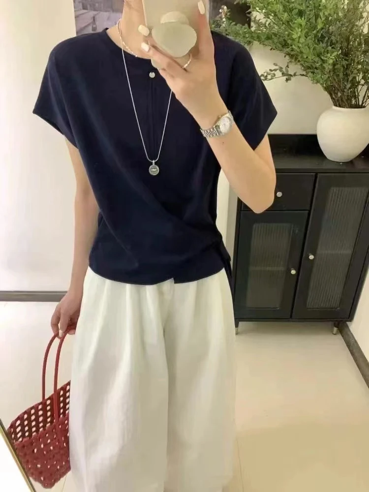 小众百搭下摆绑带休闲短袖（25177）