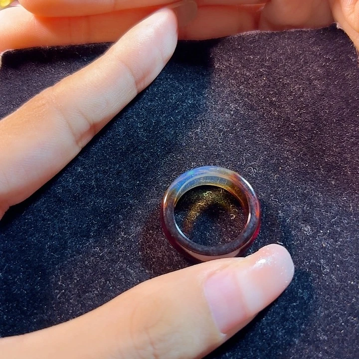 未镶嵌蓝珀珠宝奇石墨西哥红蓝指环