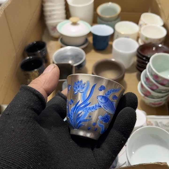 大***卫瓷片茶摆件工艺品摆件666