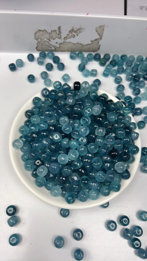 【散珠批发】W1769老蓝水飘花老型8*7MM*20颗