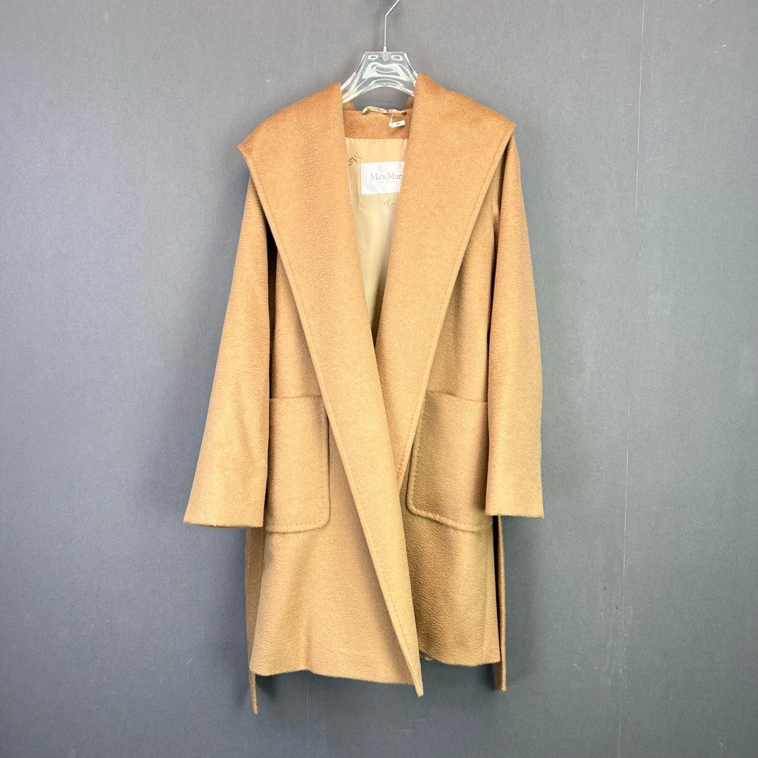 全新未使用 MaxMara 36码/棕色经典骆驼绒短款浴袍大衣/11792479