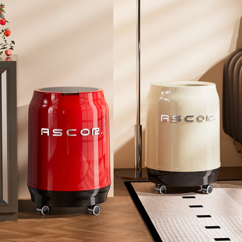 复古风垃圾桶家用客厅卧室大容量卫生桶高颜值带盖带轮可移动纸篓