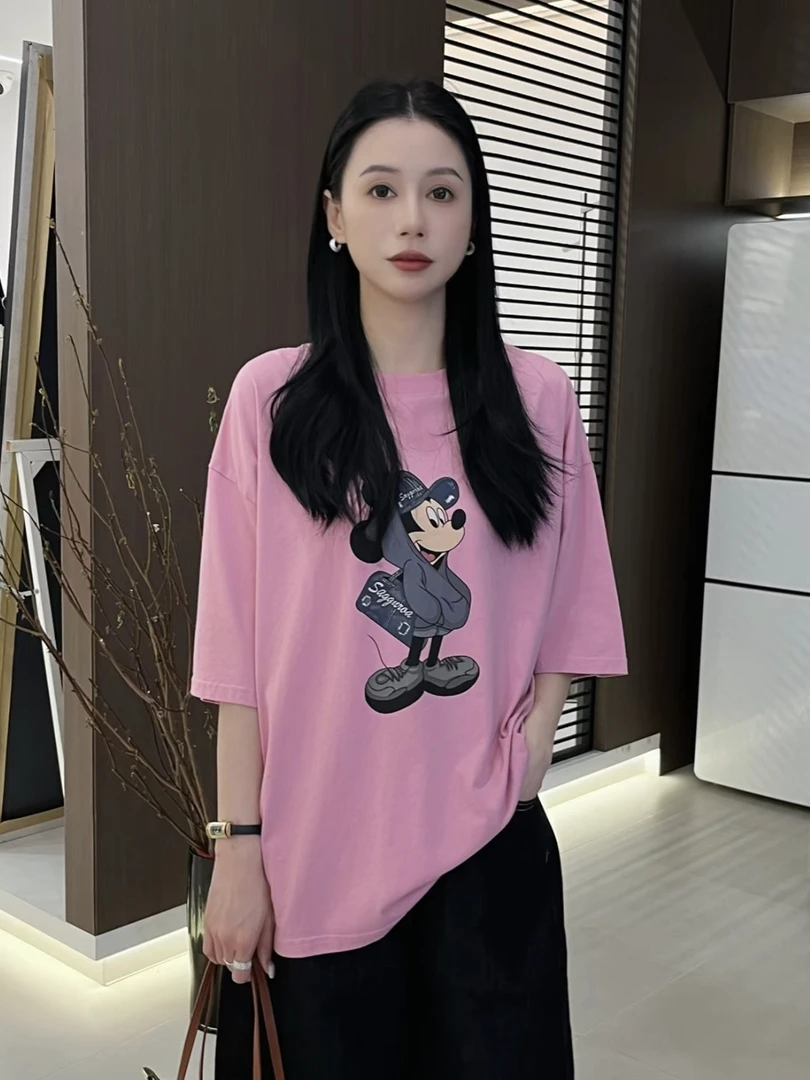 【Si&华严选】美式复古米奇印花短袖t恤宽松大版半袖舒适上衣502
