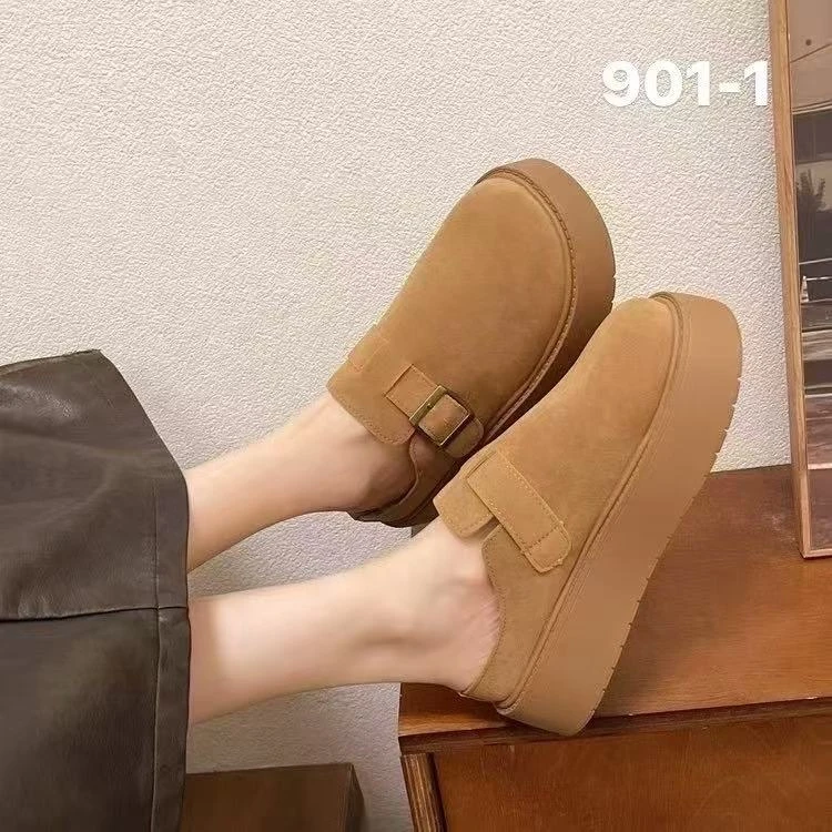 901-1春季新品厚底舒适勃肯半拖鞋女外穿懒人一脚蹬百搭包头拖