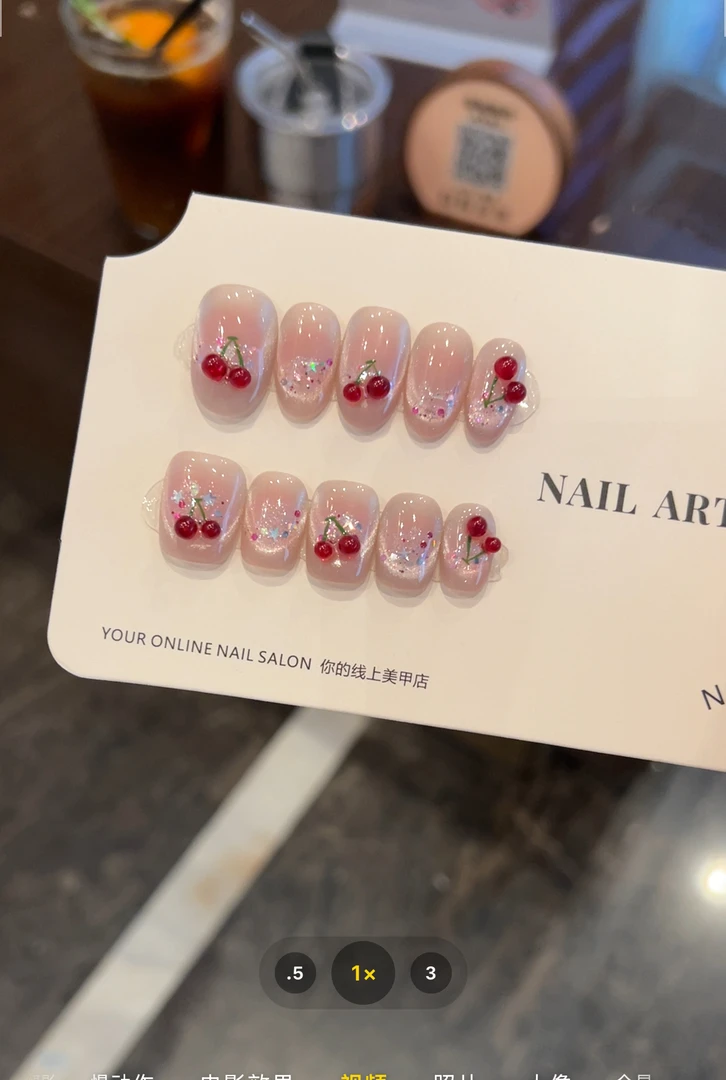 NO退N换、无收纳盒【樱桃微醺】CHANSIANNA纯手工穿戴甲猫眼美甲