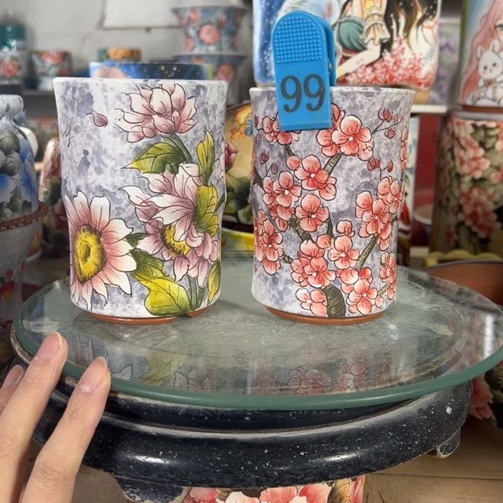 满38包邮景德镇手绘花盆