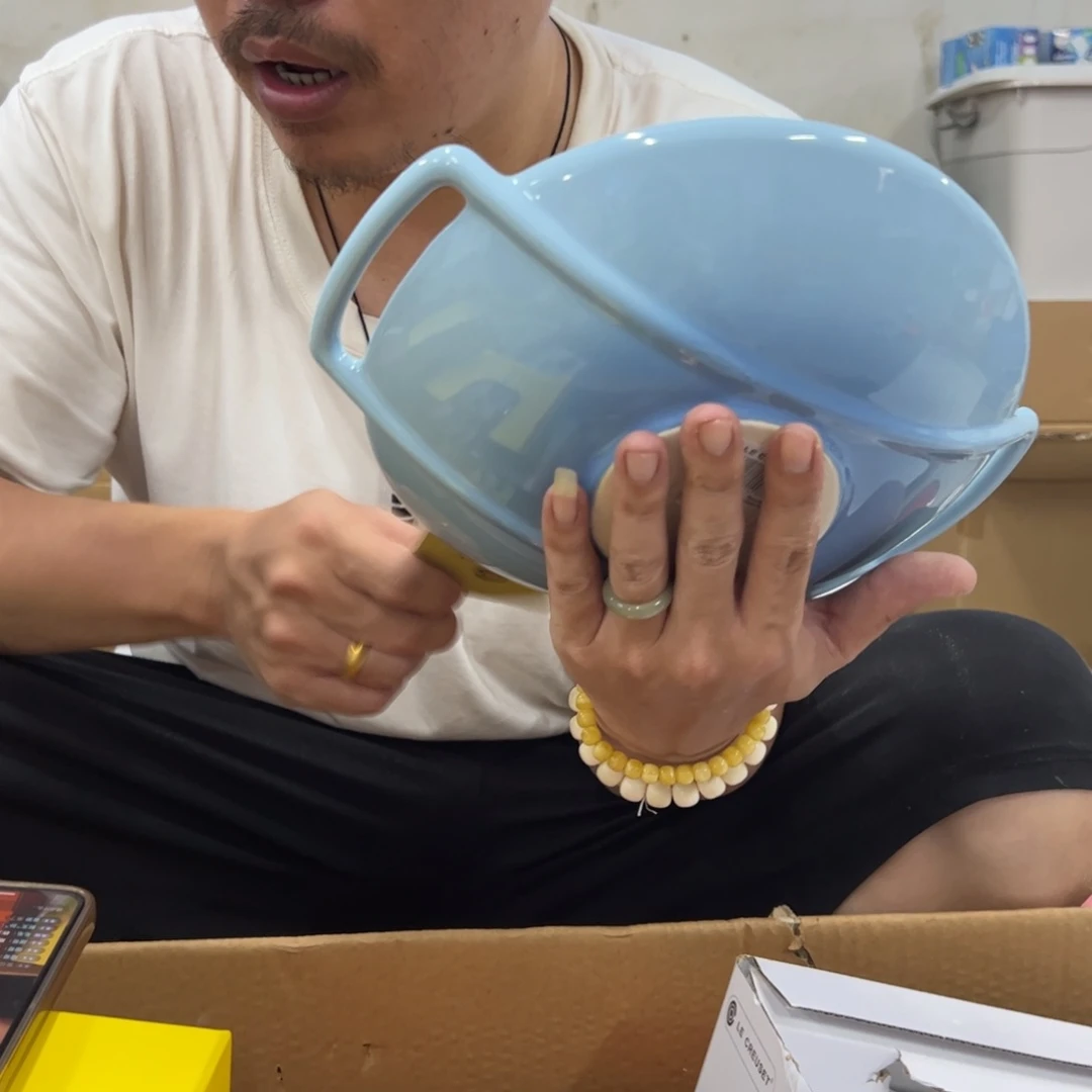 小姐姐家瓷器好漂亮蓝色双耳盘子